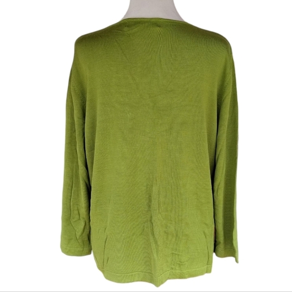 Pineapple Moon Beautiful Green Single Button Front Silk Blend Cardigan Size XL - Picture 4 of 7